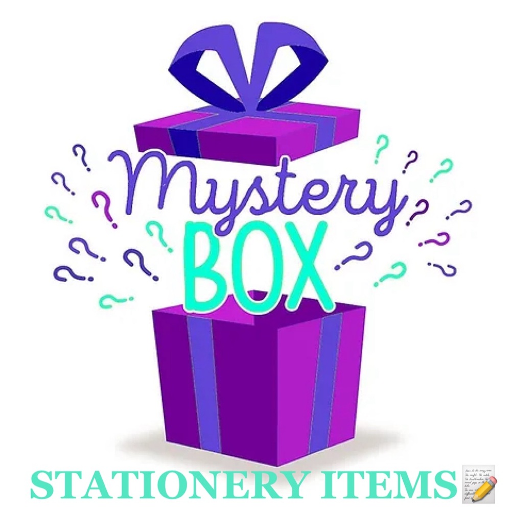 Mystery box of stationery items.